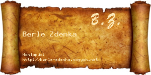 Berle Zdenka névjegykártya